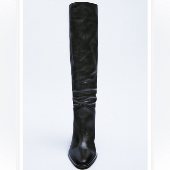 ZARA HEELED LEATHER KNEE HIGH BOOTS BLOGGERS FAV BRAND NEW WITH TAGS US 8 EUR 39 - Picture 3 of 4